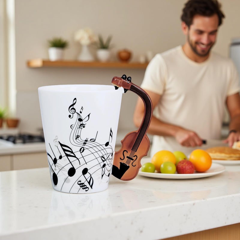 LanHong Violin Coffee Mug Gifts for Musician - 13.5 oz Violin Coffee Cup Violin Stuff Gifts for Music Lovers - Birthday Christmas Music Gift for Men Women - Image 3